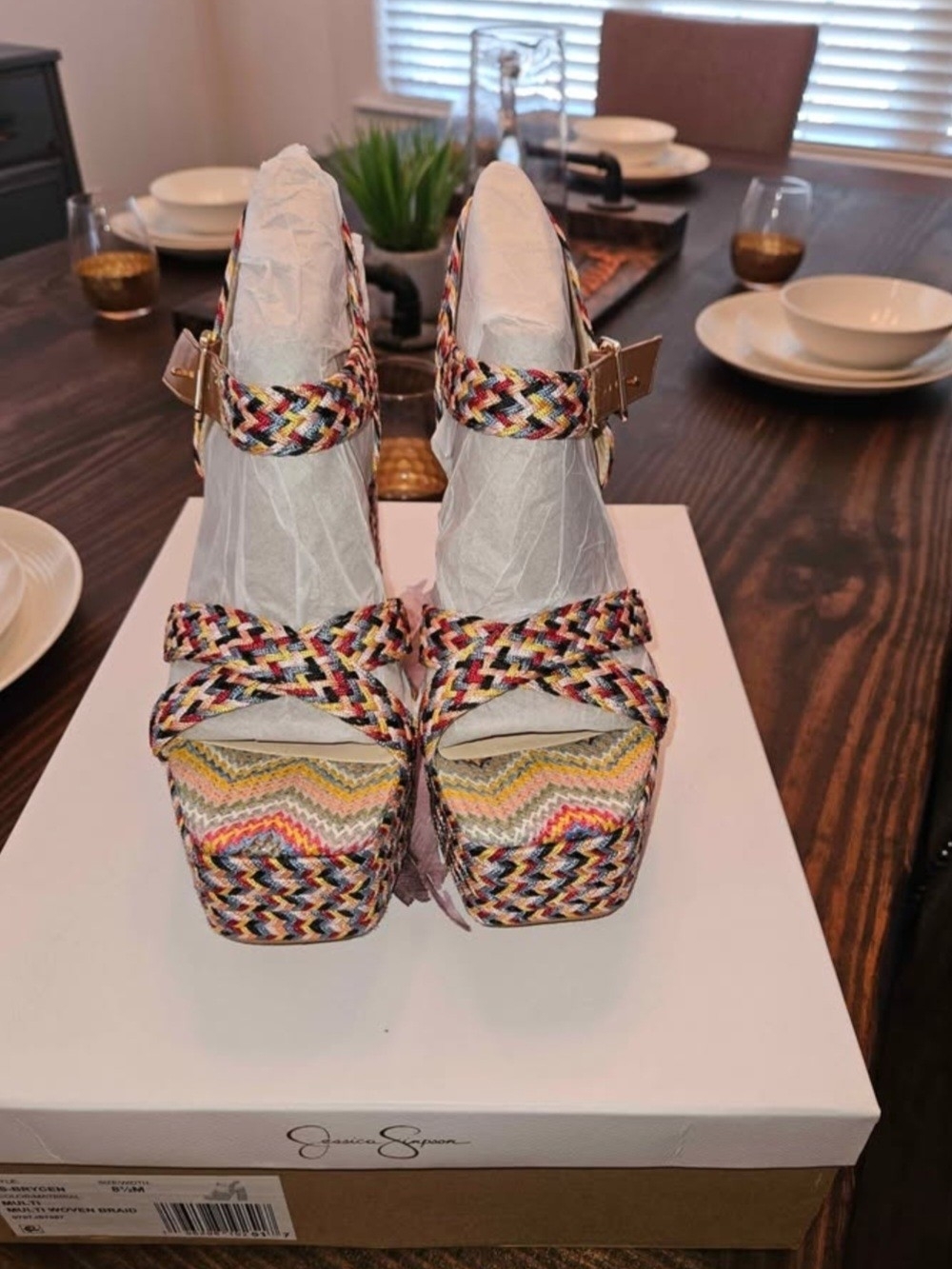 Jessica Simpson Multicolor Braided Platform Sandals